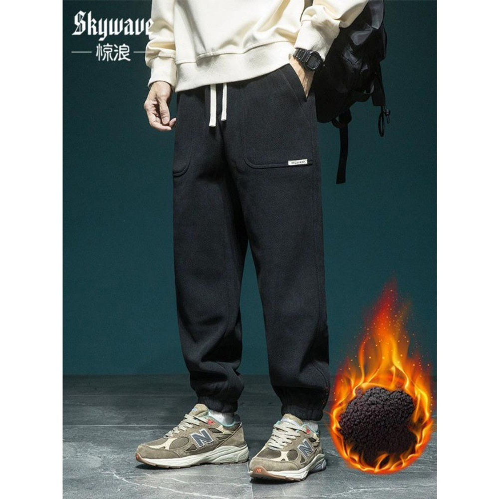 Модные брендовые спортивные штаны в американском стиле, мужские свободные повседневные брюки больших размеров, Осенние новые спортивные штаны из синели для полных мужчин