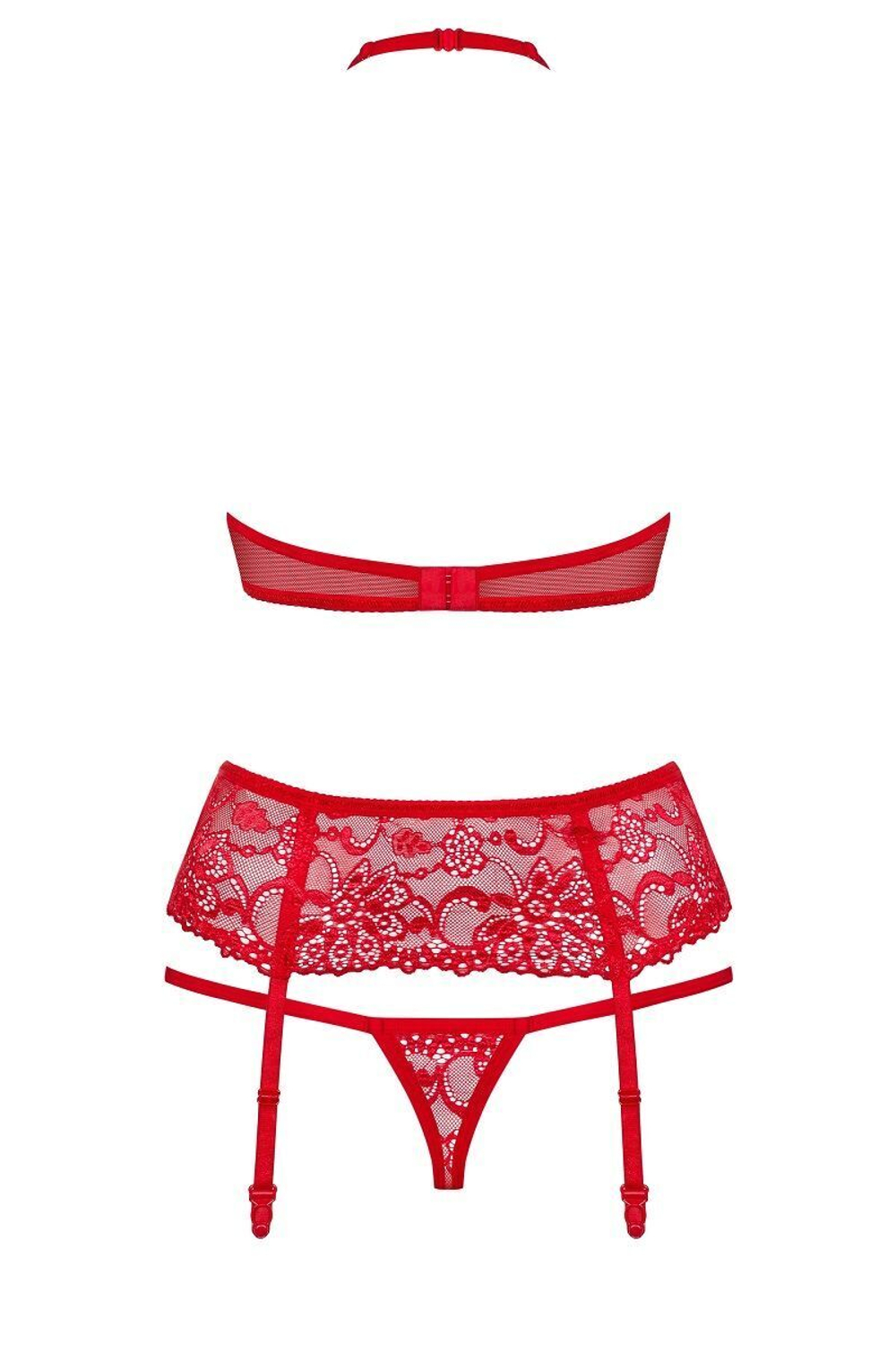 Яркий комплект из цветочного ажура (Размер: S-M) (Цвет: черный)