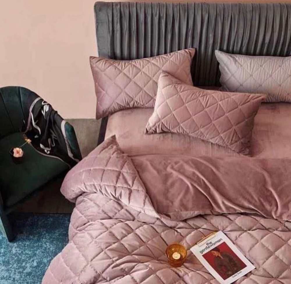 Постельное белье ЕВРО Велюр Пудра