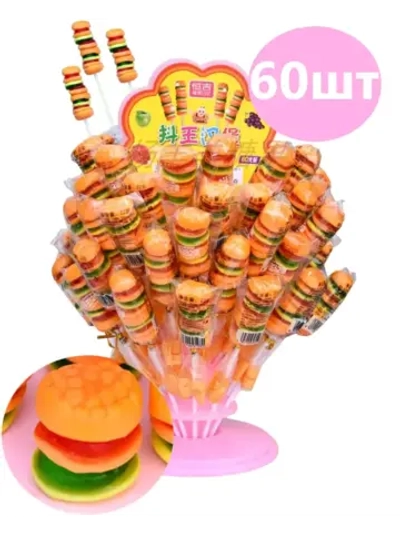 Жевательный мармелад Бургеры на палочке 15 г * 60 шт