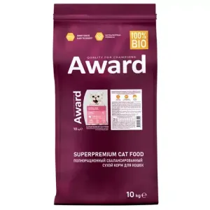 Сухой корм AWARD Sterilized для взрослых стерилизованных кошек с индейкой и курицей и добавлением клюквы и цикория