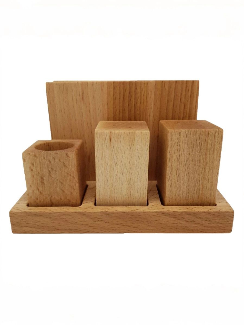 Набор для специй из бука "Рустик", 3 предмета+салфетница, PPwood