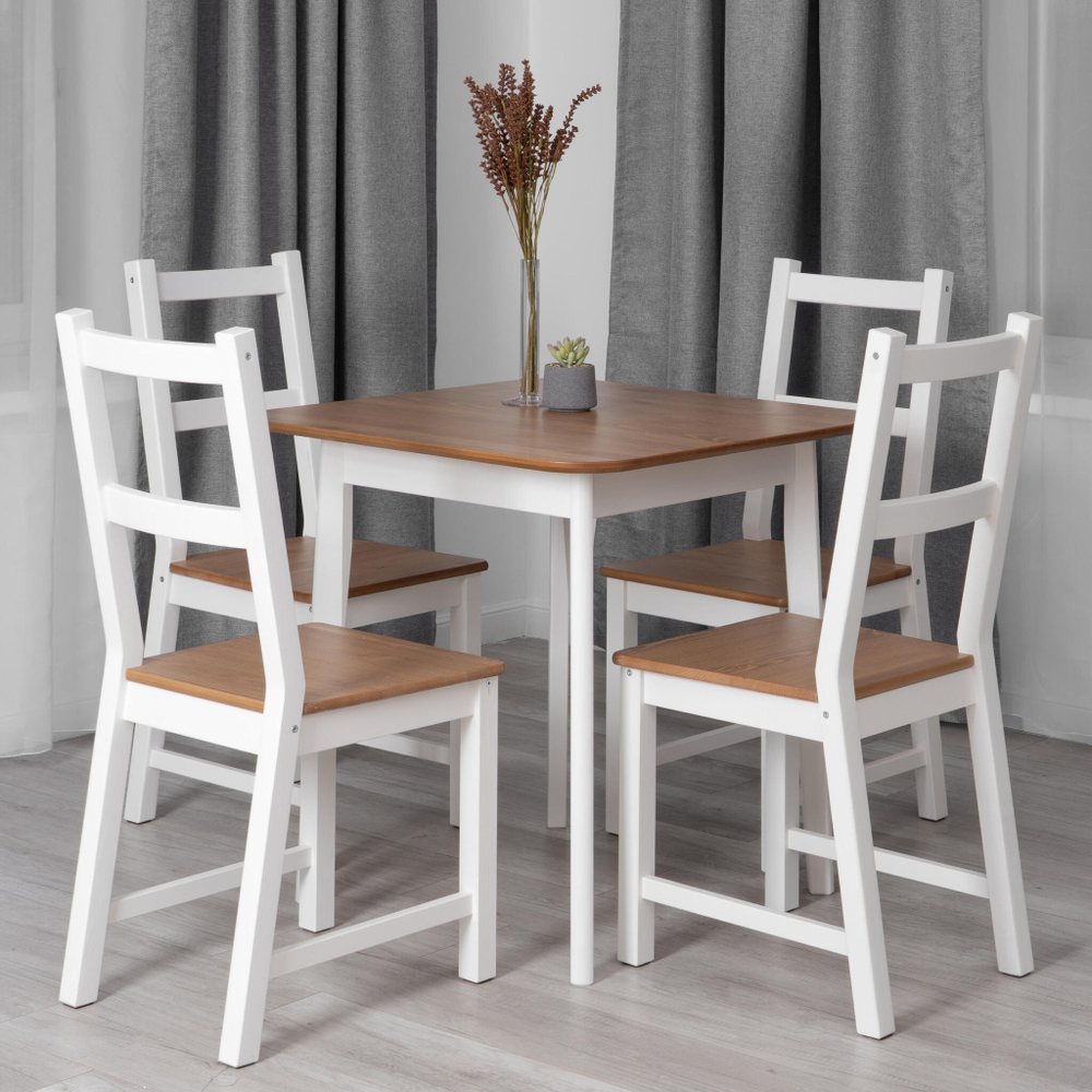 Стол Соната Люкс/ Sonata Lux table, 75х75х75 см массив сосны, антик/белый, 75х75х75 см