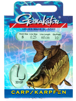 Крючки с поводком Gamakatsu Booklet CARP 3310F разм. 08-0.25мм 60см 10шт.
