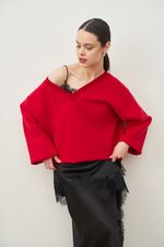 СВИТШОТ С V-ВЫРЕЗОМ КРАСНЫЙ