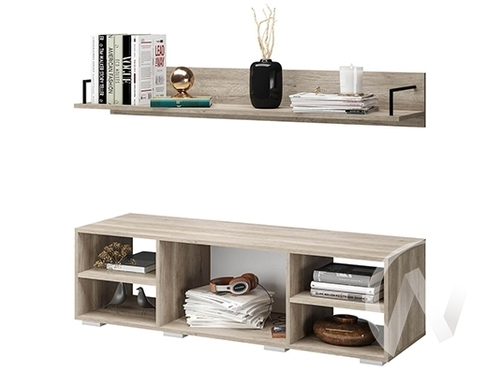 Тумба под ТВ и полка ТБ-16 МС Наоми (дуб каньон/графит)