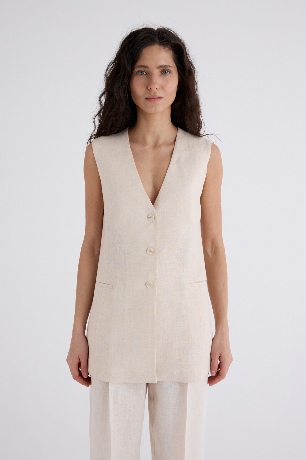 Жилет Анаис удлинённый изо льна 100%