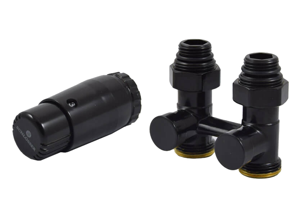 Комплект узла нижнего подкл прямой STANDARD 3/4&amp;quot; (Ral 9005) с термогол. М30х1,5, ниппеля 1/2&amp;quot;Х3/4&amp;quot;
