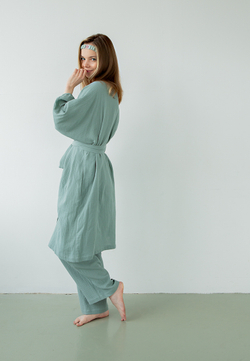 Халат Luxberry Муслин и комфорт пыльно-бирюзовый