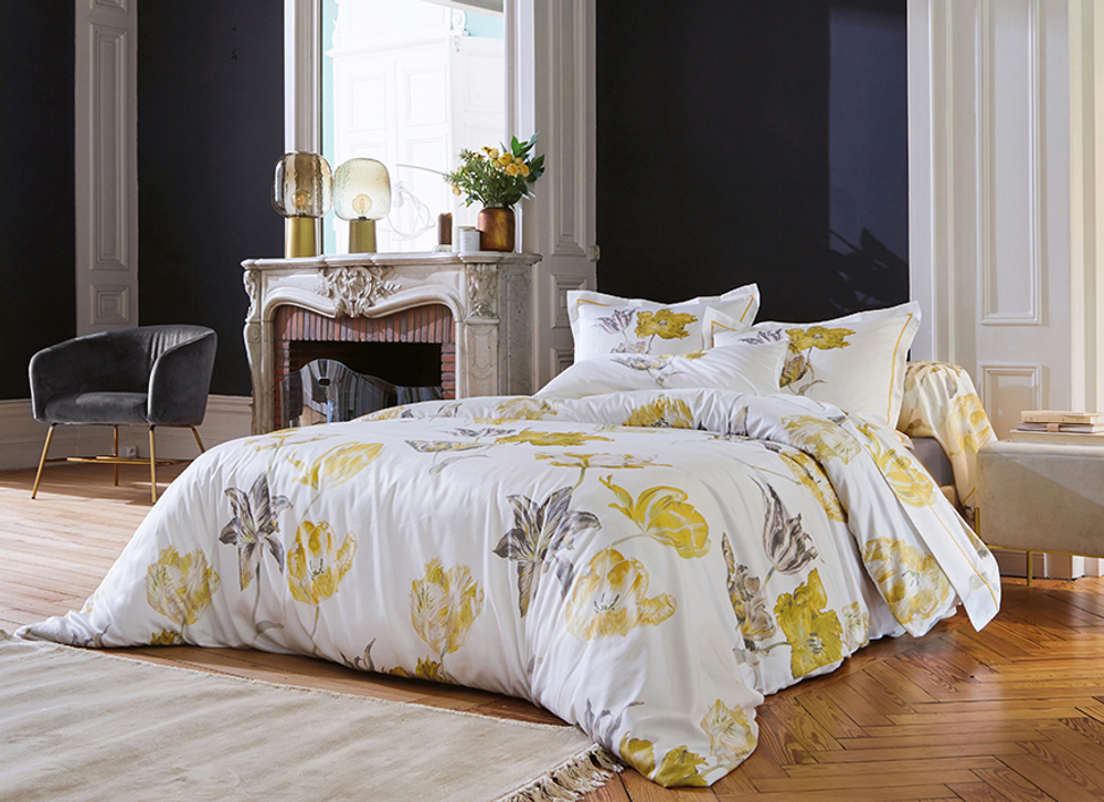 Постельное белье 2 спальное евро Blanc des Vosges Tulipe Mania Miel