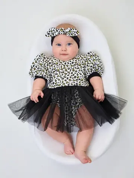 Платье-боди детское леопардовое