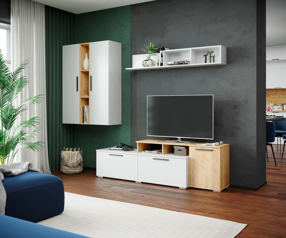 Альберо Тумба ТВ малая белый/дуб крафт золотой