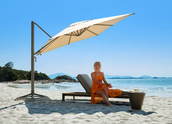 Зонт профессиональный Levia 3х3 м, антрацит, тортора. База и светильник в комплекте