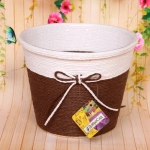 Кашпо плетеное 19*15см «IDEA» со вставкой,цвет коричневый/молочный ДоброСад