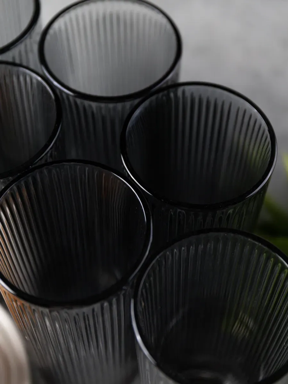 Набор ребристых бокалов для виски, 330 мл. 6 шт. Черные