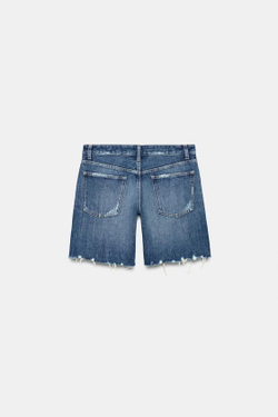 ZARA ДЖИНСОВЫЕ ШОРТЫ TRF СО СРЕДНЕЙ ПОСАДКОЙ, МОРСКОЙ СИНИЙ
