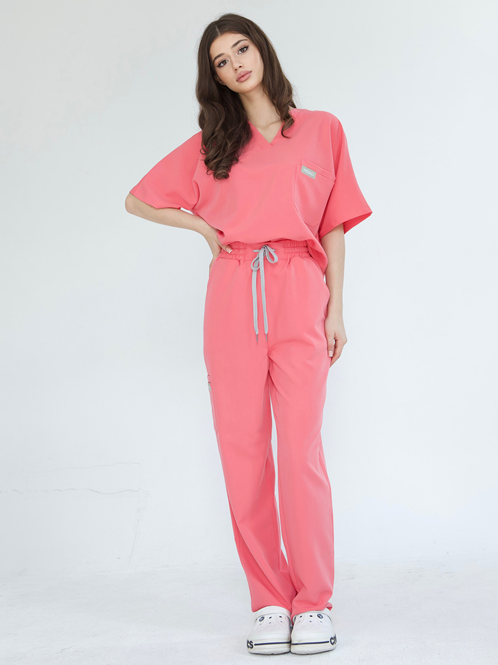 Медицинский костюм Oversize коралловый