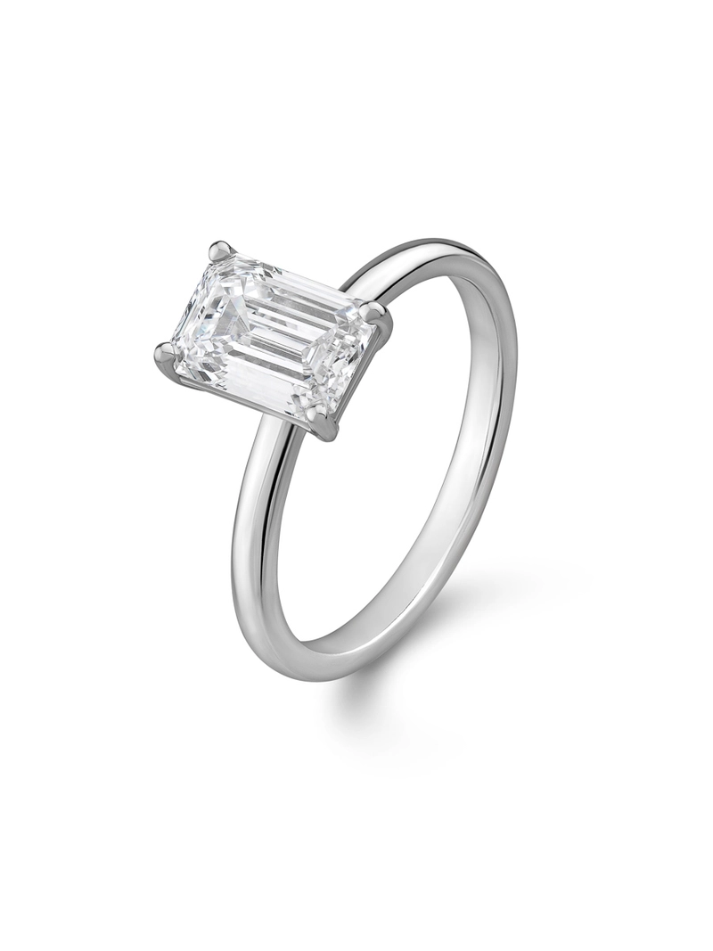 Кольцо с Лабораторным Бриллиантом - Изумруд 5*3 мм