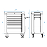 Тележка инструментальная, 7 ящиков, черная KING TONY 87G31-7B-BK