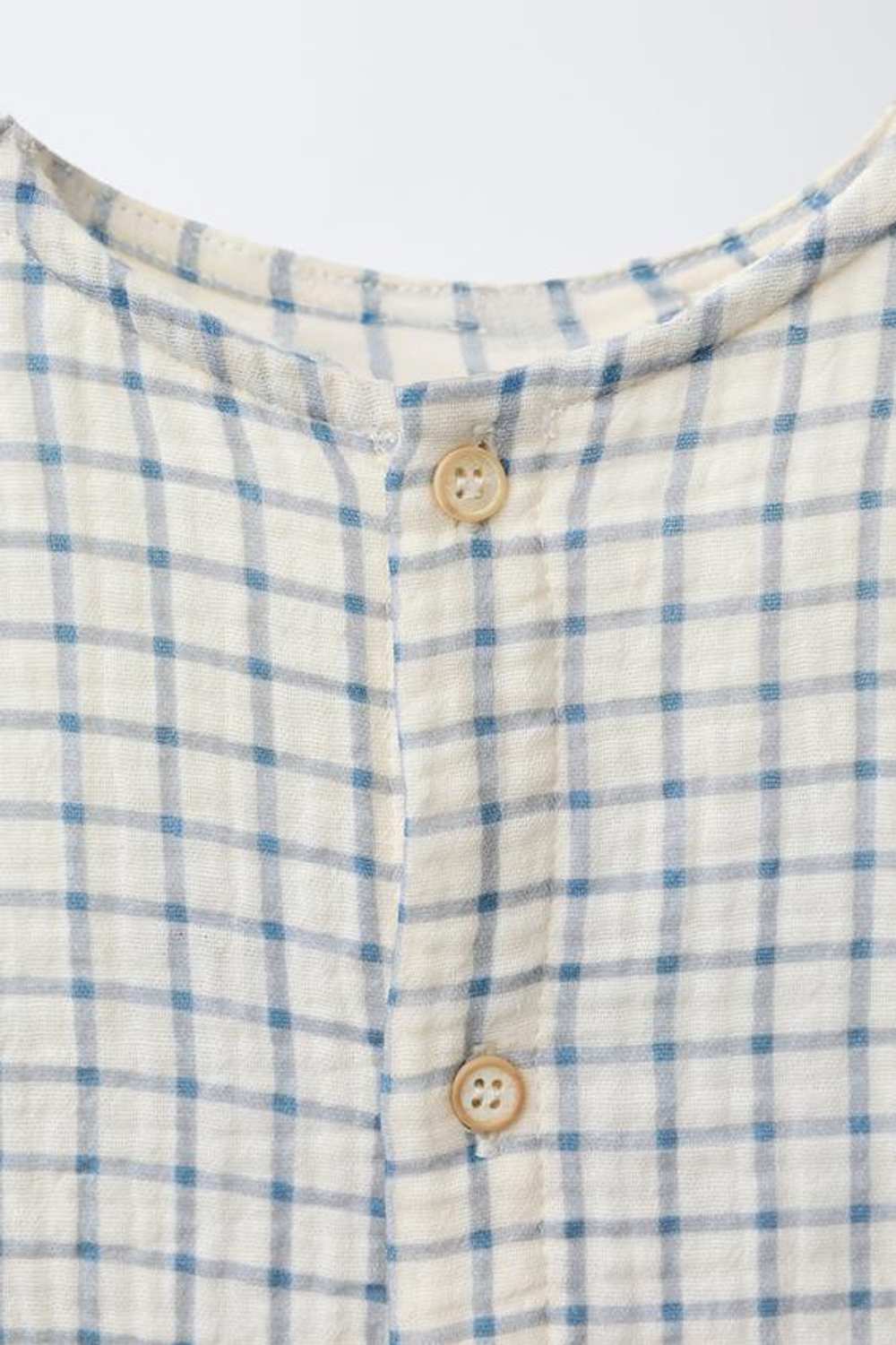 ZARA РУБАШКА В КЛЕТКУ, ЭКРЮ/СИНИЙ