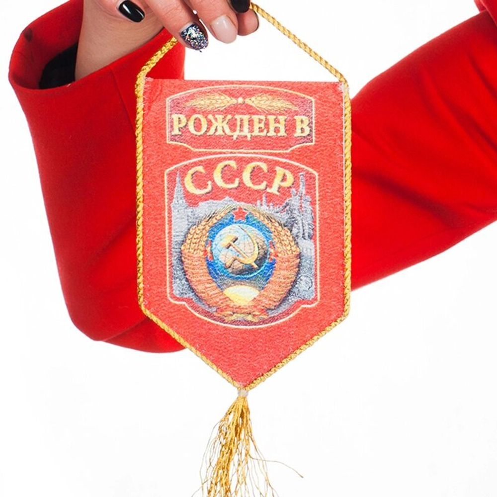 Вымпел двусторонний в машину "Рождён в СССР" 10x15 см