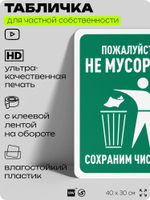 Табличка для частной территории "Пожалуйста, не мусорьте", на дом, для участка, организаций и частных территорий, предупреждающая, 40х30 см, Silver Plane x Айдентика Технолоджи
