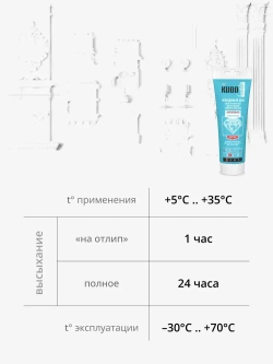 Жидкие гвозди - невидимый шов KUDO "KBT 300", монтажный клей, акриловый, прозрачный