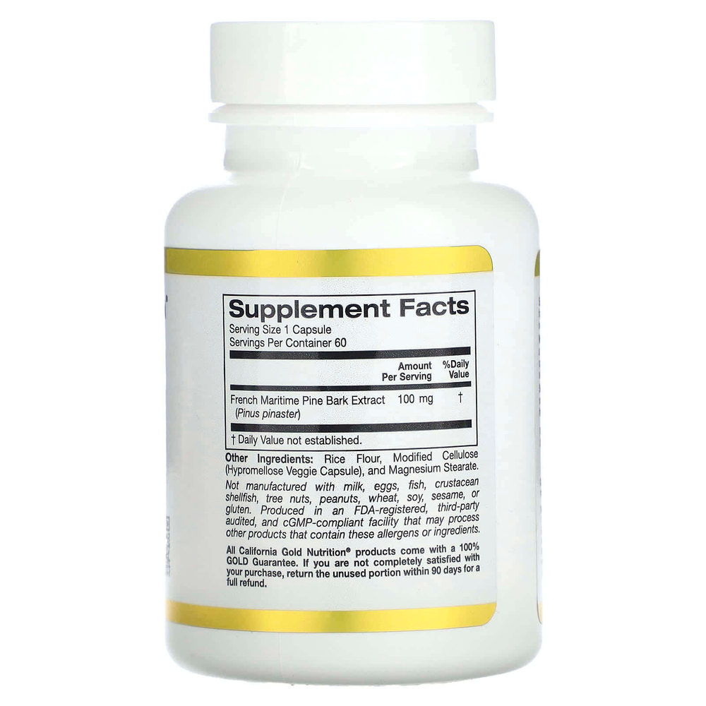 California Gold Nutrition, Oligopin, экстракт коры французской приморской сосны, 100 мг, 60 растительных капсул