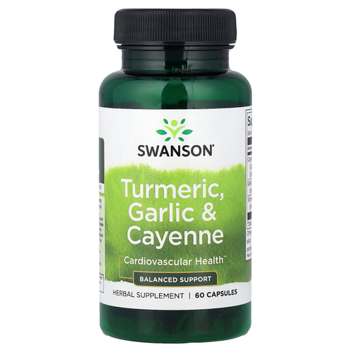 Swanson Vitamins, куркума, чеснок и кайенский перец, 60 капсул