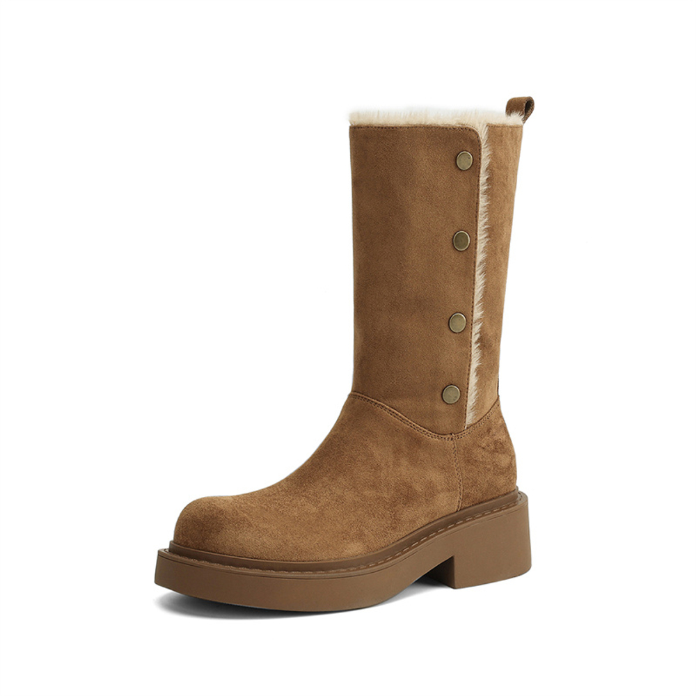 JOSINY Northeast Insulated Shoes Snowfield Outerwear, Knee High Boots Heel Height 4.8cm Women"s Camel