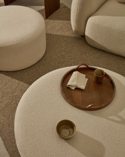 Kaeli Пуф для ног со съемным чехлом из экрю букле Ø 90