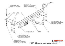 Фаркоп IMIOLA T.001 Toyota Avensis лифтбек/седан 1998-2002(паспорт и сертификат в комплекте)(без электрики)