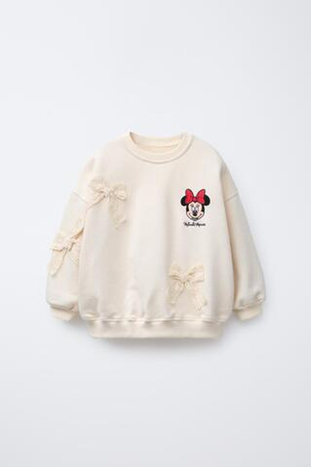 ZARA ТОЛСТОВКА С ВЫШИВКОЙ «МИННИ МАУС» ©, ЭКРЮ