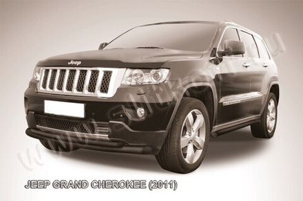 Защита переднего бампера (нержавейка) Jeep Grand Cherokee (2010-2013) d57+d57 радиусная (черный)