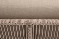 "Канны" угловой модуль плетеный из роупа, каркас алюминий белый муар, роуп бежевый круглый, ткань бежевая 15052