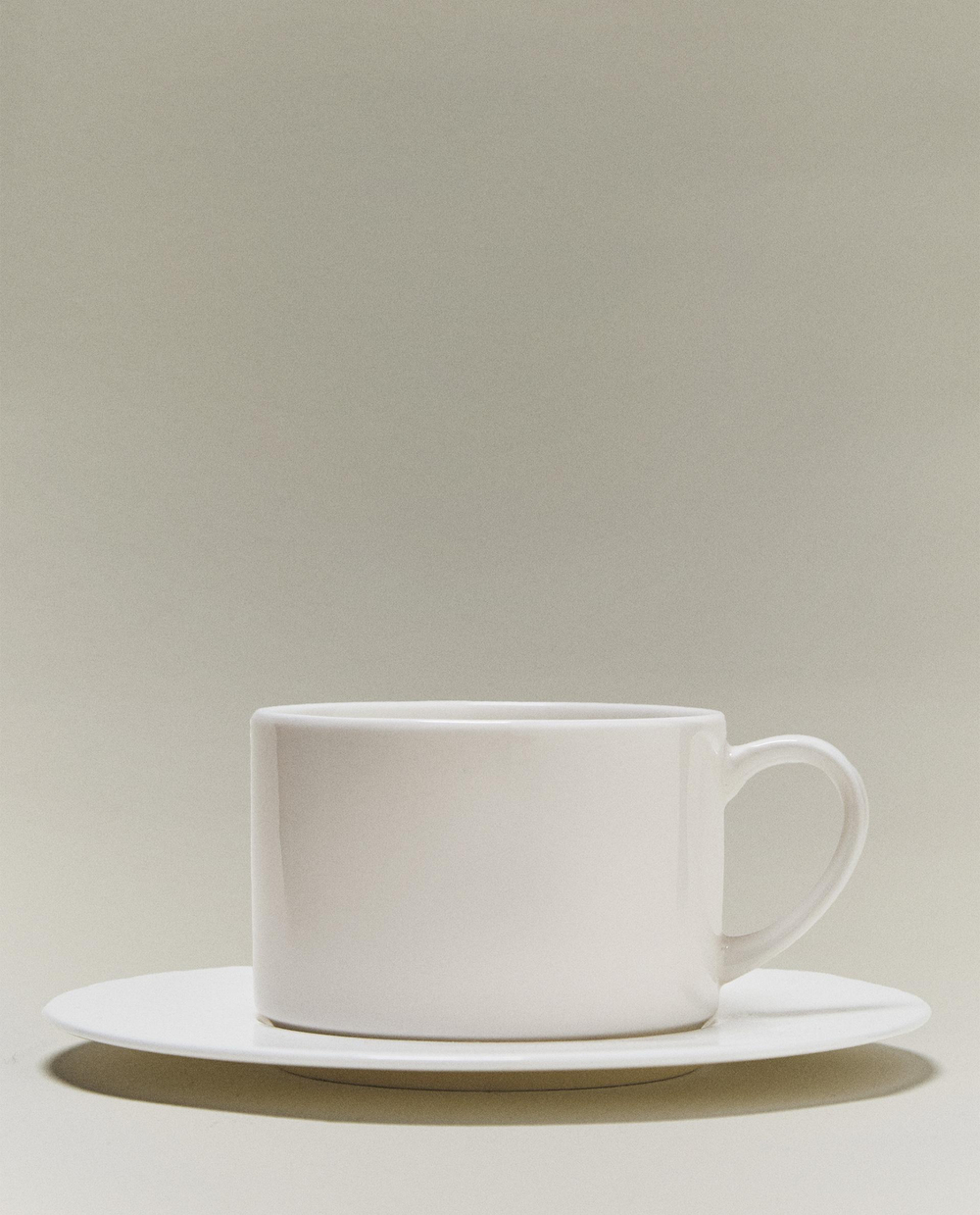 Zara Home чайная пара из костяного фарфора, цвет белый, 17 см