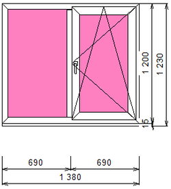 Пластиковое окно 1200 х 1380 ТермА Эко