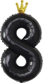 К Шар цифра Черный "С золотой короной. Цифра 8" 102 см (БГ-60)