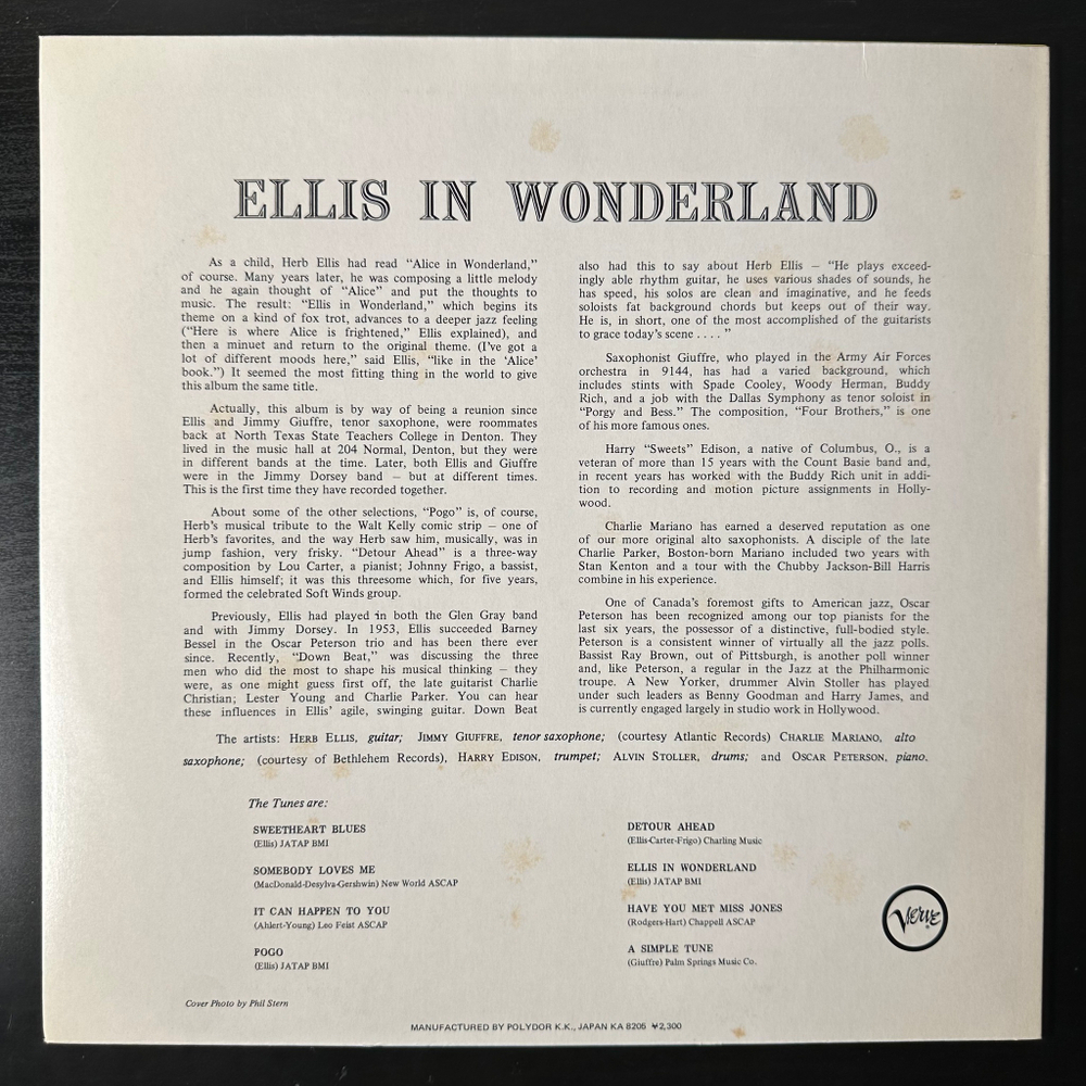 Herb Ellis ‎– Ellis In Wonderland (Япония 1982г.)