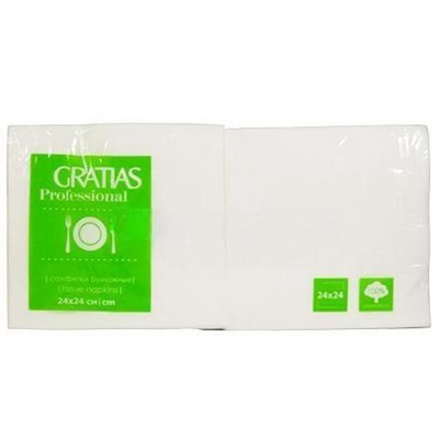 Салфетка 24х24 (2 сл.) 250 белая Gratias (1/15 шт.)
