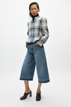 ZARA ШИРОКИЕ ДЖИНСОВЫЕ ШОРТЫ — ZW COLLECTION, СИНИЙ