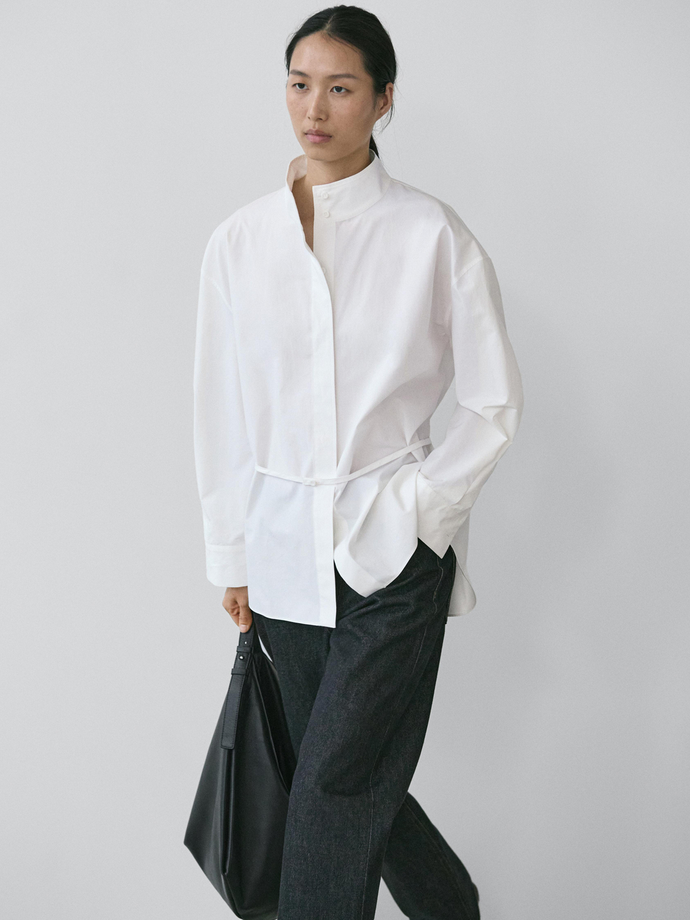 Massimo Dutti Джинсы прямого кроя с высокой талией, темно-синий