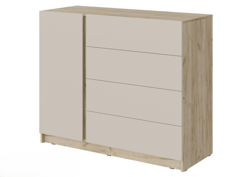 БОСТОН Комод КМ-001 (ЛДСП Комплект) Корпус - Дуб Крафт серый  Фасад ЛДСП - Кашемир 5981 BS