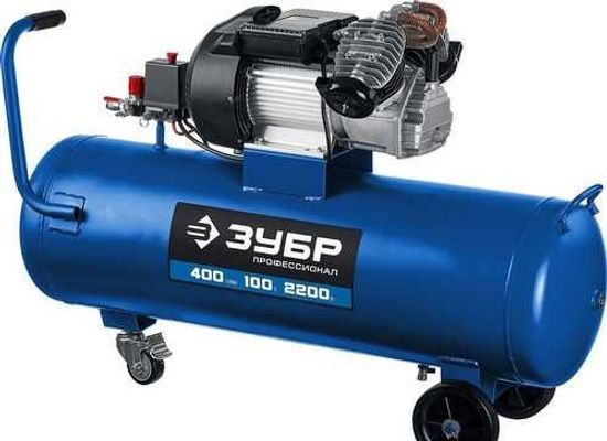 Компрессор ЗУБР воздушный 400 л/мин, 100л, 2200Вт КПМ-400-100