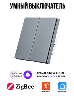 Умный выключатель ZigBee двухклавишный для Алисы