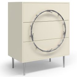 Комод Арт Колор matte Стайл Сильвер с 3 ящиками Кремовый белый матовый