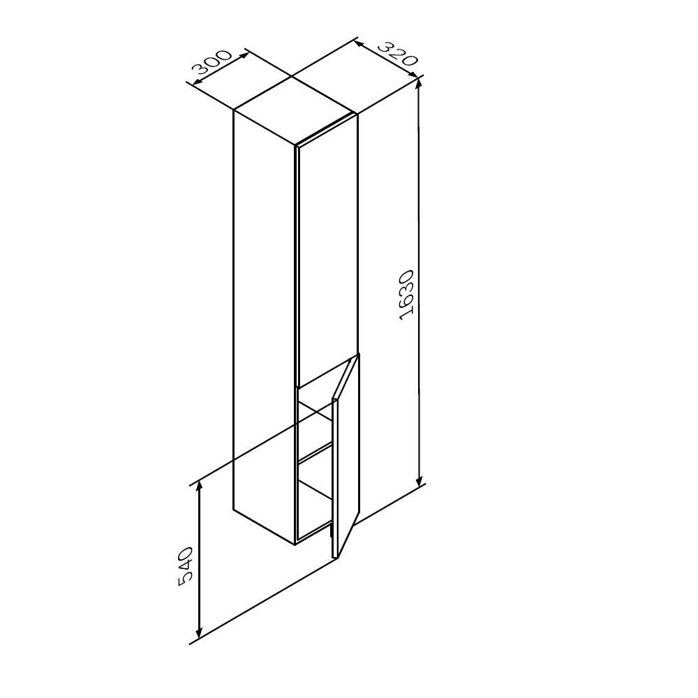 Шкаф-пенал подвесной, правый, 30 см, графит матовый AM.PM Gem M90CHR0306GM Графит матовый