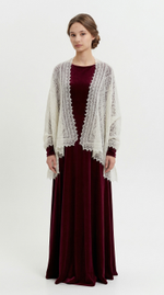 Оренбургский пуховый палантин А16070-02 экрю