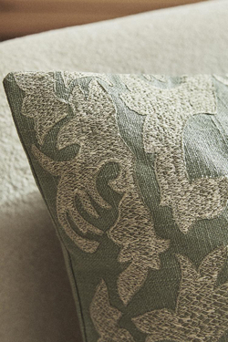 ZARA HOME ЧЕХОЛ ДЛЯ ДЕКОРАТИВНОЙ ПОДУШКИ С КОНТРАСТНОЙ ЖАККАРДОВОЙ ВЫШИВКОЙ, СВЕТЛО-ЗЕЛЕНЫЙ