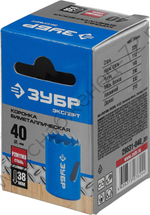 ЗУБР 40 мм, сталь Р6М5, Биметаллическая коронка (29531-040)